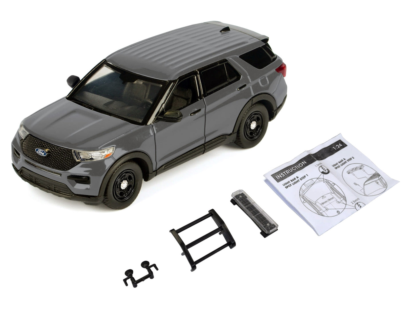 2022 Ford Police Interceptor Utility Unmarked Gray Metallic &quot;Builder's Kit&quot; &quot;Law Enforcement and Public Service&quot; Series 1/24 Diecast Model Car by Motormax