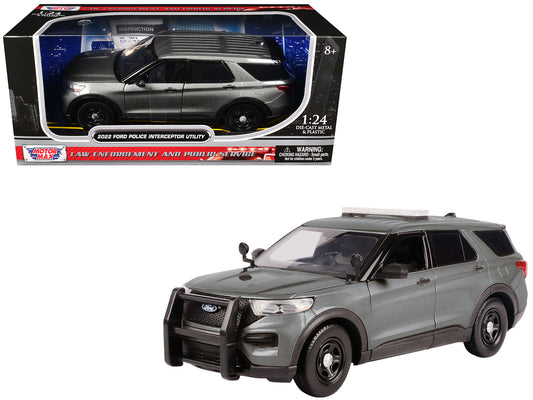 2022 Ford Police Interceptor Utility Unmarked Gray Metallic &quot;Builder's Kit&quot; &quot;Law Enforcement and Public Service&quot; Series 1/24 Diecast Model Car by Motormax