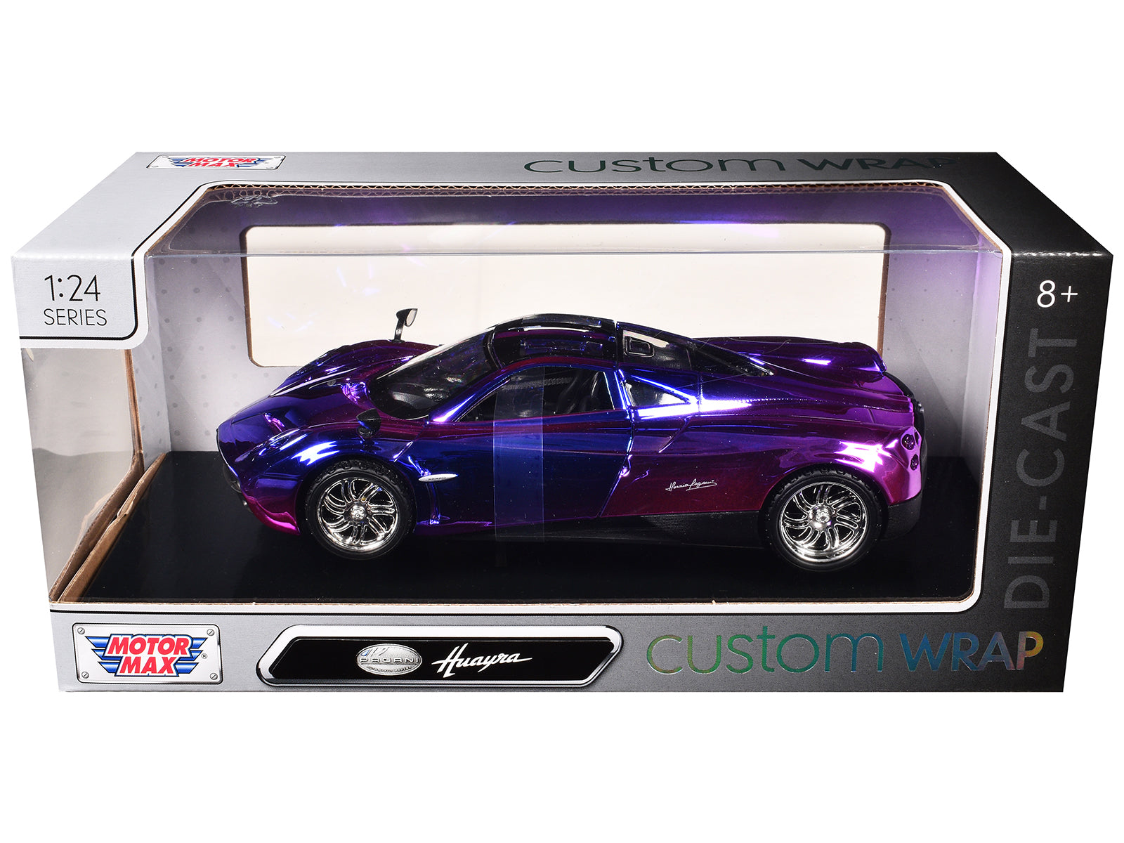 Pagani Huayra Pink and Purple Chrome &quot;Custom Wrap&quot; Series 1/24 Diecast Model Car by Motormax