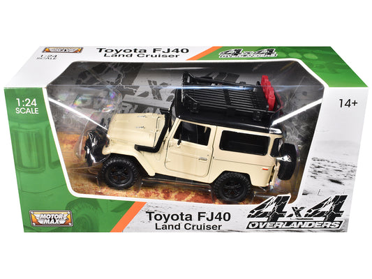 Toyota FJ40 Land Cruiser Beige &quot;4x4 Overlanders&quot; Series 1/24 Diecast Model Car by Motormax
