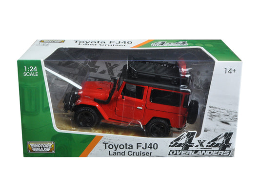 Toyota FJ40 Land Cruiser Red &quot;4x4 Overlanders&quot; Series 1/24 Diecast Model Car by Motormax