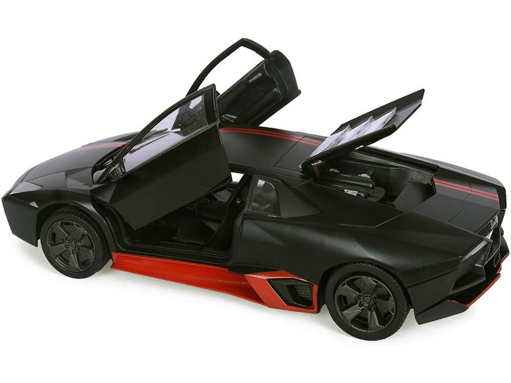 Lamborghini Reventon Matt Black with Red Stripes &quot;Satin Paint&quot; Series 1/24 Diecast Model Car by Motormax