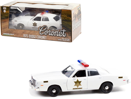 1975 Dodge Coronet White &quot;Hazzard County Sheriff&quot; 1/24 Diecast Model Car by Greenlight