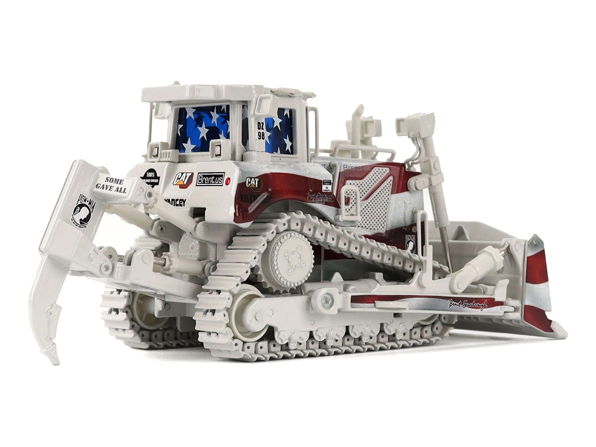 CAT Caterpillar D8T Track Type Tractor with Single Shank Ripper &quot;Brent Scarbrough & Co.&quot; Patriotic Livery &quot;High Line&quot; Series 1/50 Diecast Model by Diecast Masters