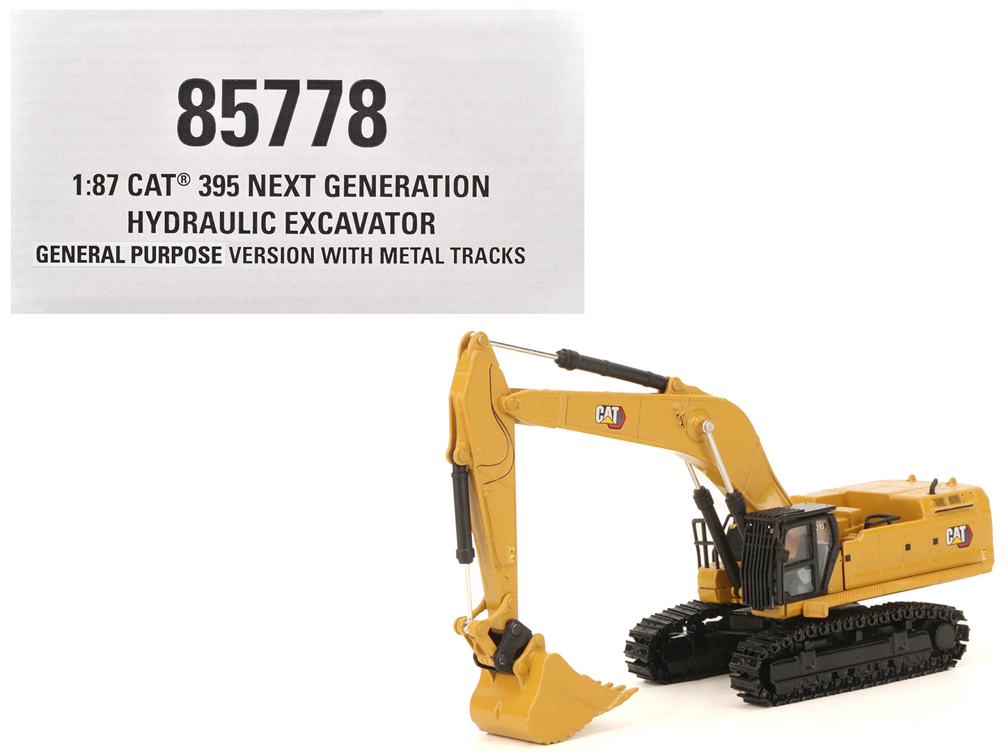 CAT Caterpillar 395 Next-Generation Hydraulic Excavator (Mass Excavator Version) Yellow with Additional Tools &quot;High Line Series&quot; 1/87 (HO) Diecast Model by Diecast Masters