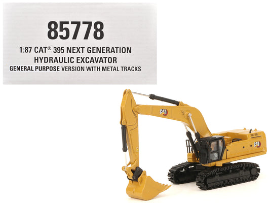 CAT Caterpillar 395 Next-Generation Hydraulic Excavator (Mass Excavator Version) Yellow with Additional Tools &quot;High Line Series&quot; 1/87 (HO) Diecast Model by Diecast Masters