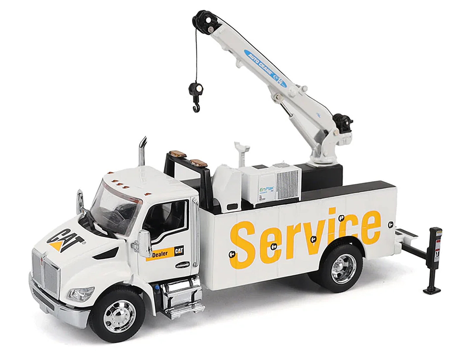 Kenworth T380 Auto-Crane Titan 85 Truck with Miller EnPak White &quot;Transport Series&quot; 1/50 Diecast Model by Diecast Masters