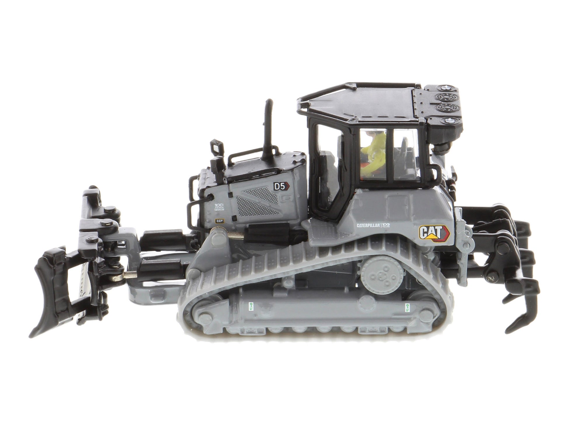 CAT Caterpillar D5 Track-Type Dozer &quot;Centennial&quot; Gray with Operator &quot;High Line Series&quot; 1/87 (HO) Diecast Model by Diecast Masters