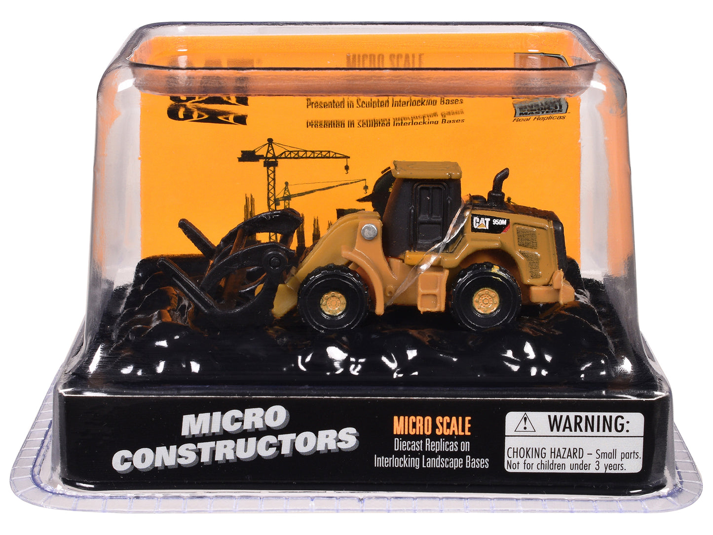 CAT Caterpillar 950M Wheel Loader (Log Fork Version) Yellow &quot;Micro-Constructor&quot; Series Diecast Model by Diecast Masters