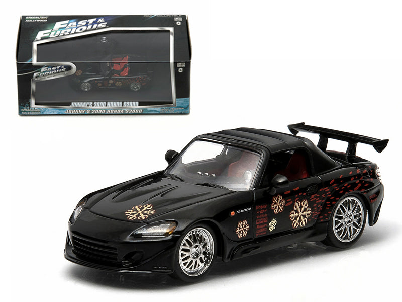 Johnny's 2000 Honda S2000 Black &quot;The Fast and The Furious&quot; Movie (2001) 1/43 Diecast Model Car by Greenlight