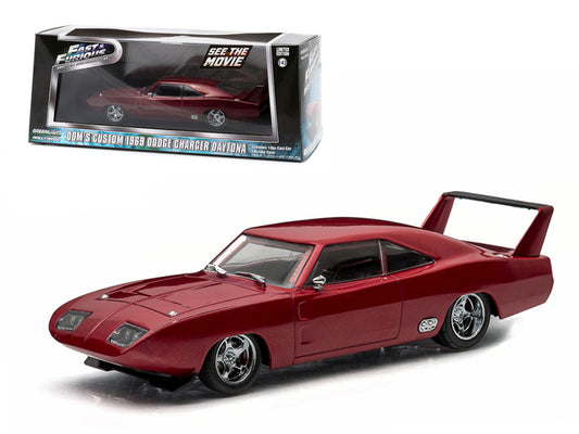 Dom's 1969 Dodge Charger Daytona Maroon &quot;Fast and Furious 6&quot; Movie (2013) 1/43 Diecast Model Car by Greenlight