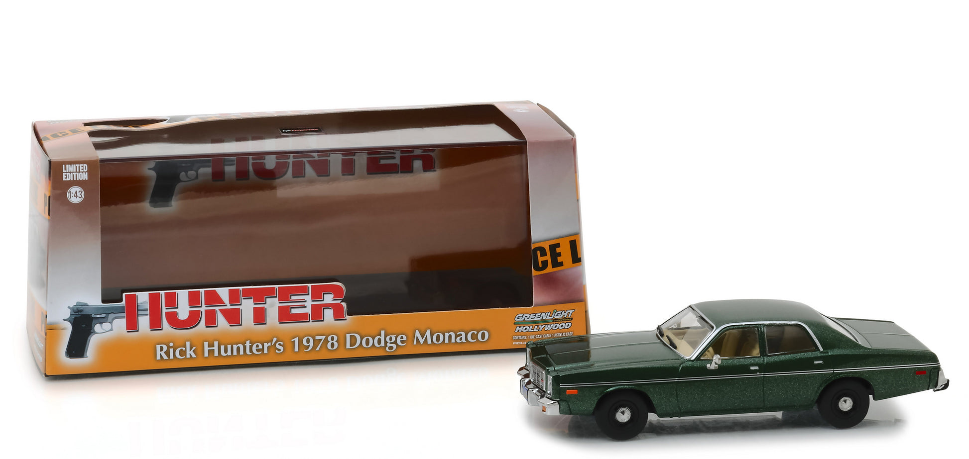 1978 Dodge Monaco (Rick Hunter's) Green &quot;Hunter&quot; (1984-1991) TV Series 1/43 Diecast Model Car by Greenlight