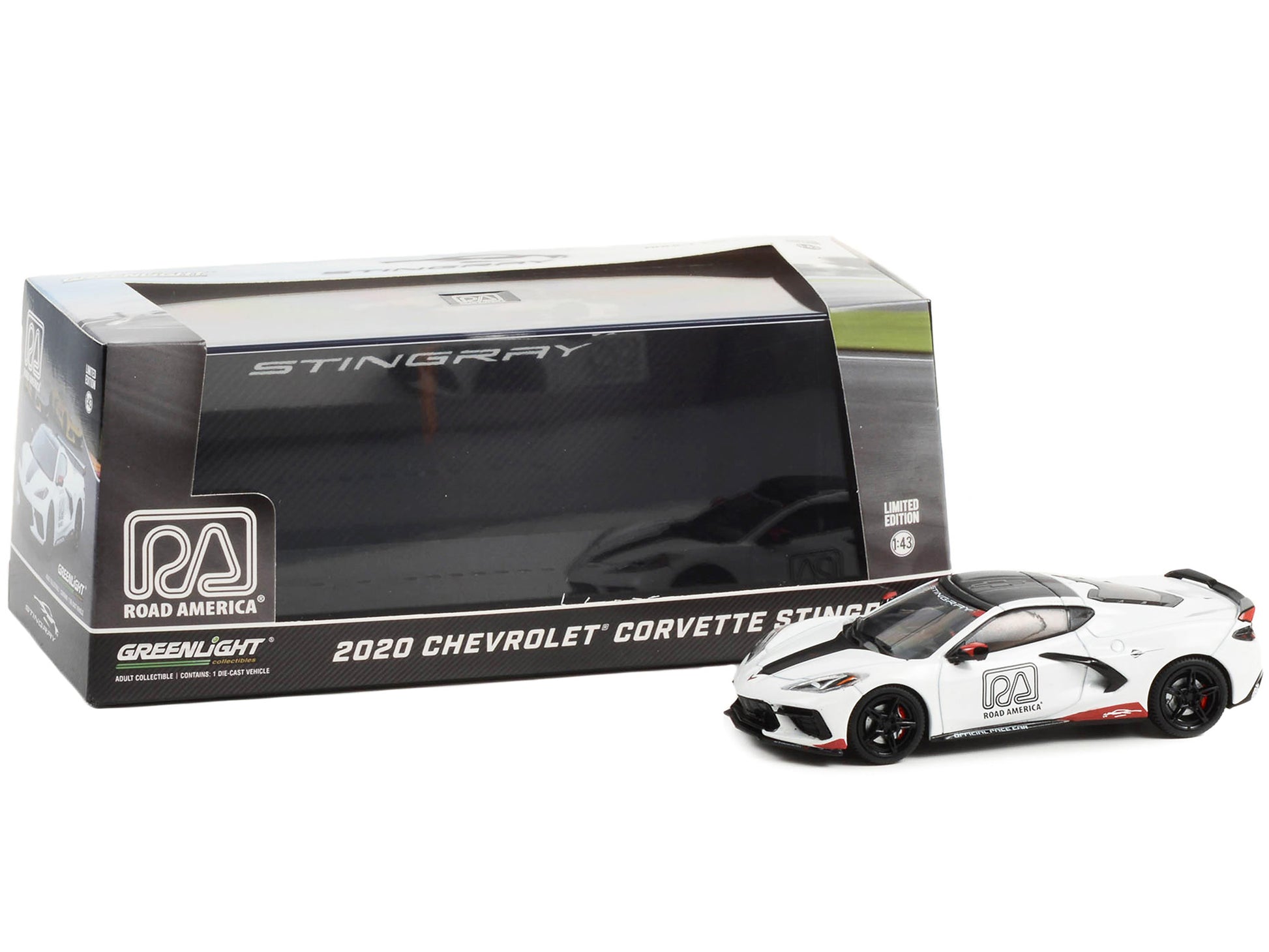 2020 Chevrolet Corvette C8 Stingray &quot;Road America Official Pace Car&quot; 1/43 Diecast Model Car by Greenlight