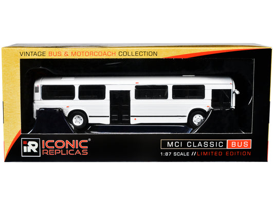 MCI Classic City Bus Plain White &quot;Vintage Bus & Motorcoach Collection&quot; 1/87 Diecast Model by Iconic Replicas