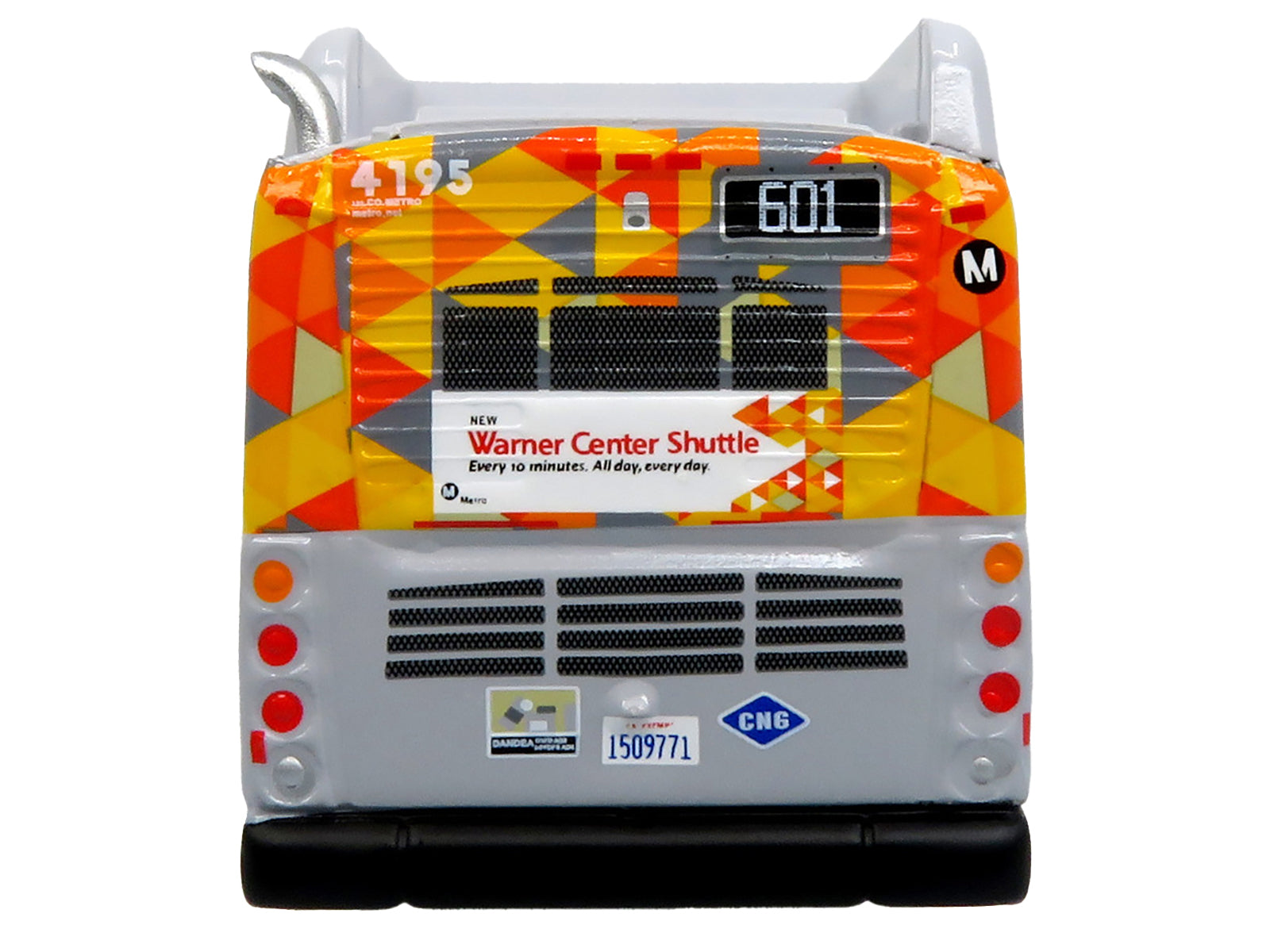 New Flyer Xcelsior XN40 Transit Bus &quot;Los Angeles Metro - Warner Center Shuttle&quot; Gray with Graphics &quot;The Bus & Motorcoach Collection&quot; Limited Edition 1/87 (HO) Diecast Model by Iconic Replicas