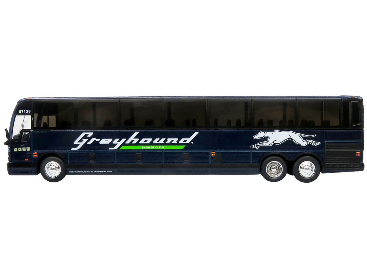 Prevost X3-45 Coach Bus &quot;Greyhound Enabled by FlixBus&quot; Blue Metallic Limited Edition 1/87 (HO) Diecast Model by Iconic Replicas