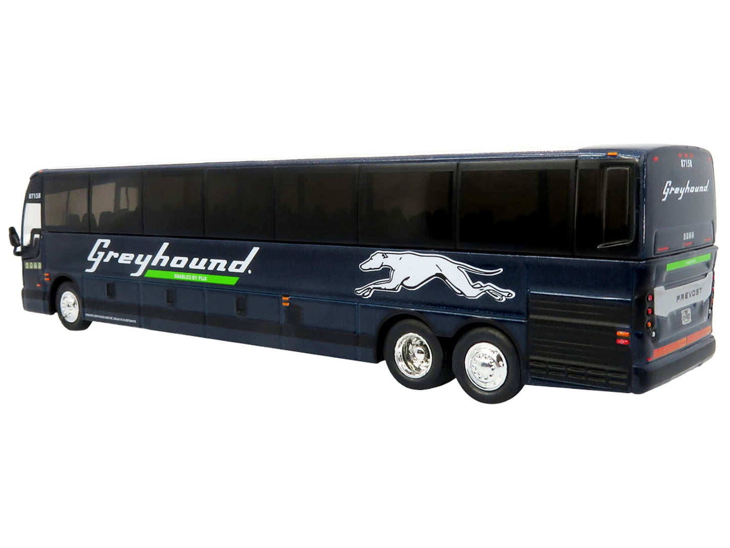 Prevost X3-45 Coach Bus &quot;Greyhound Enabled by FlixBus&quot; Blue Metallic Limited Edition 1/87 (HO) Diecast Model by Iconic Replicas