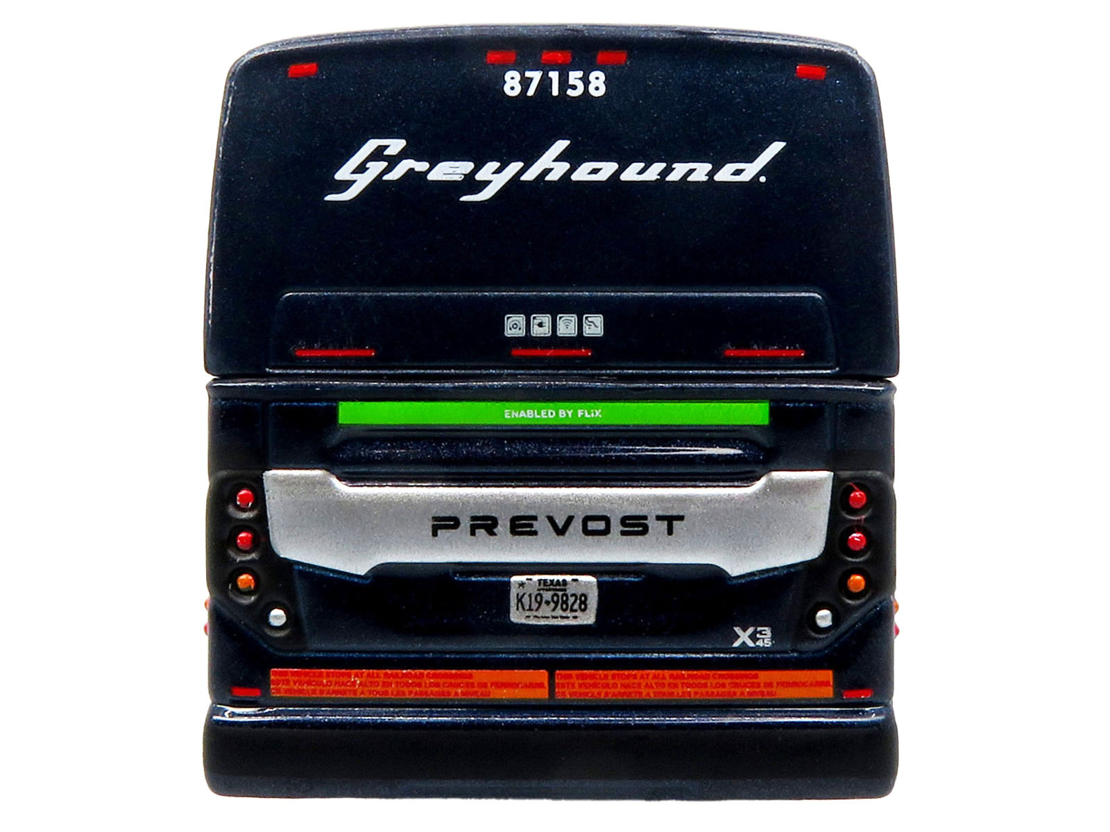 Prevost X3-45 Coach Bus &quot;Greyhound Enabled by FlixBus&quot; Blue Metallic Limited Edition 1/87 (HO) Diecast Model by Iconic Replicas