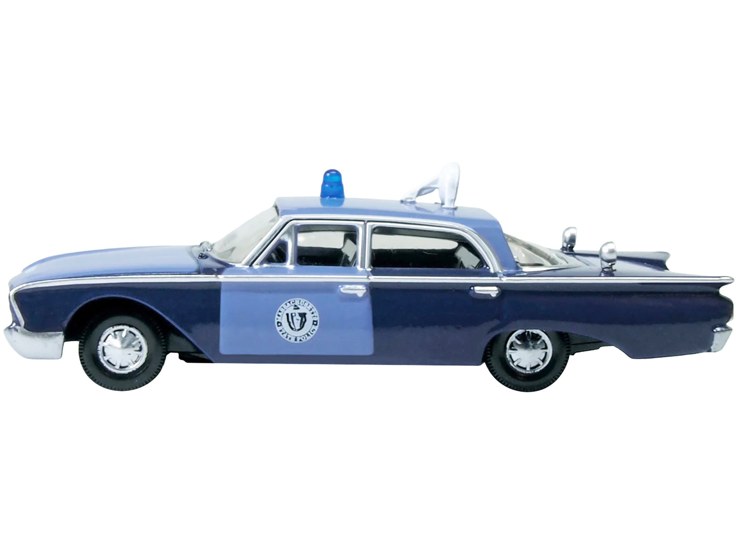 1960 Ford Fairlane Sedan &quot;Massachusetts State Police Radar Car&quot; Blue Two-Tone 1/87 (HO) Scale Diecast Model Car by Oxford Diecast