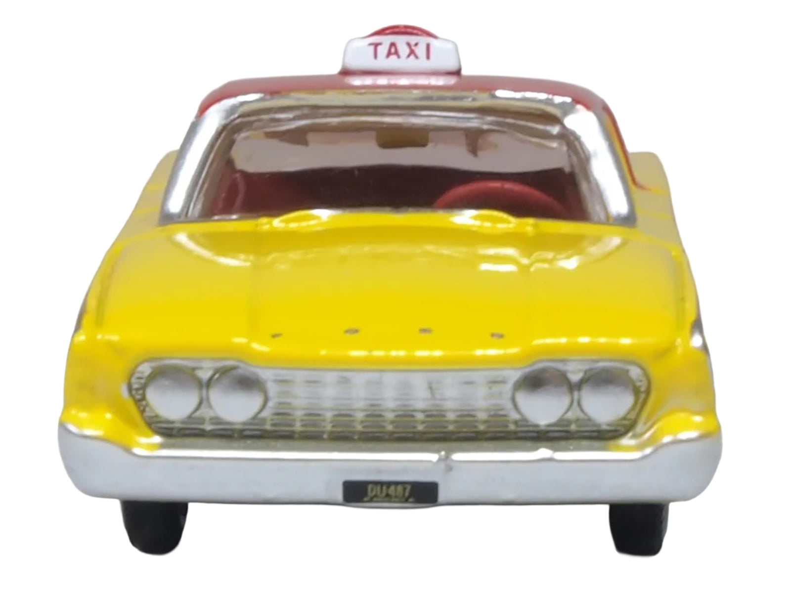 1960 Ford Fairlane Sedan &quot;NYC Taxi&quot; Yellow with Red Top and Interior 1/87 (HO) Scale Diecast Model Car by Oxford Diecast