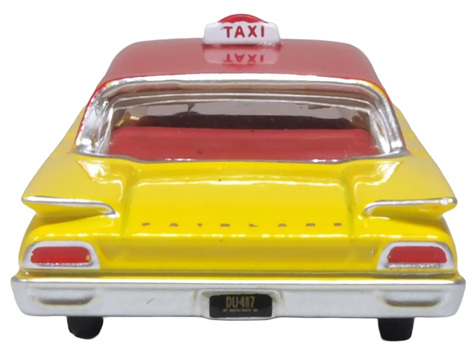 1960 Ford Fairlane Sedan &quot;NYC Taxi&quot; Yellow with Red Top and Interior 1/87 (HO) Scale Diecast Model Car by Oxford Diecast