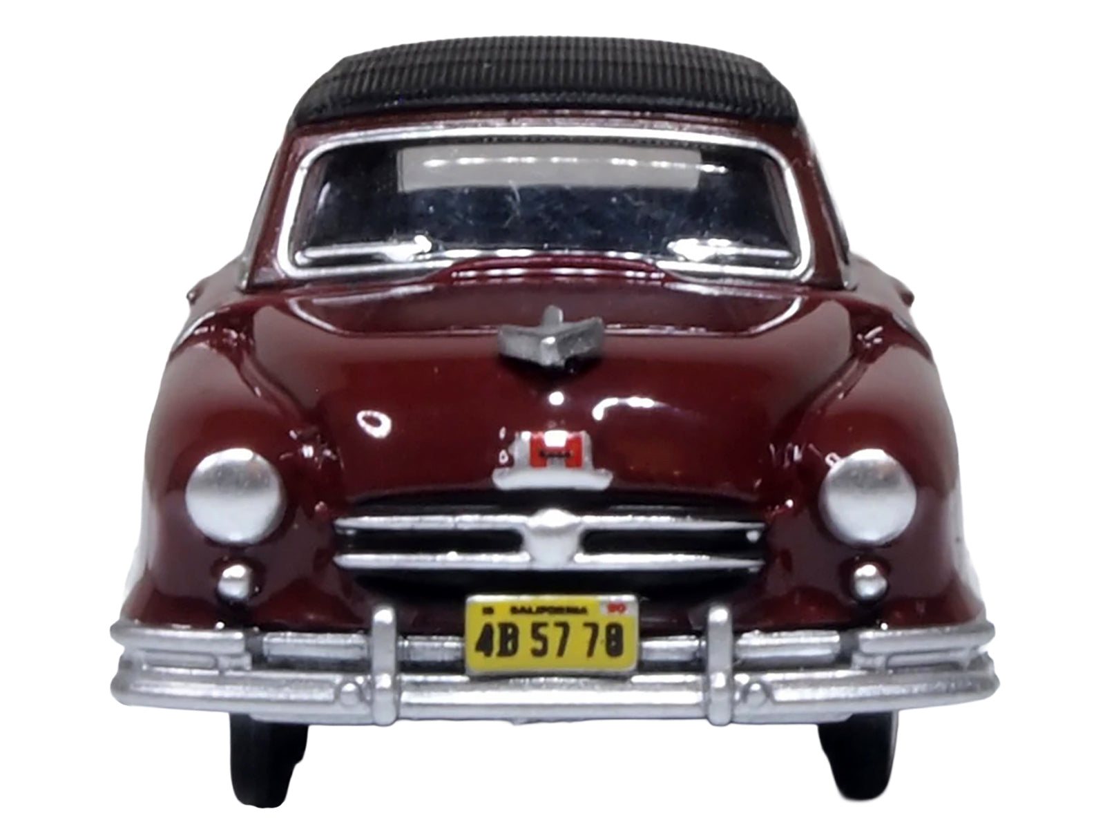 1950 Nash Rambler Custom Landau Convertible (Closed) Sunset Maroon with Black Top 1/87 (HO) Scale Diecast Model Car by Oxford Diecast