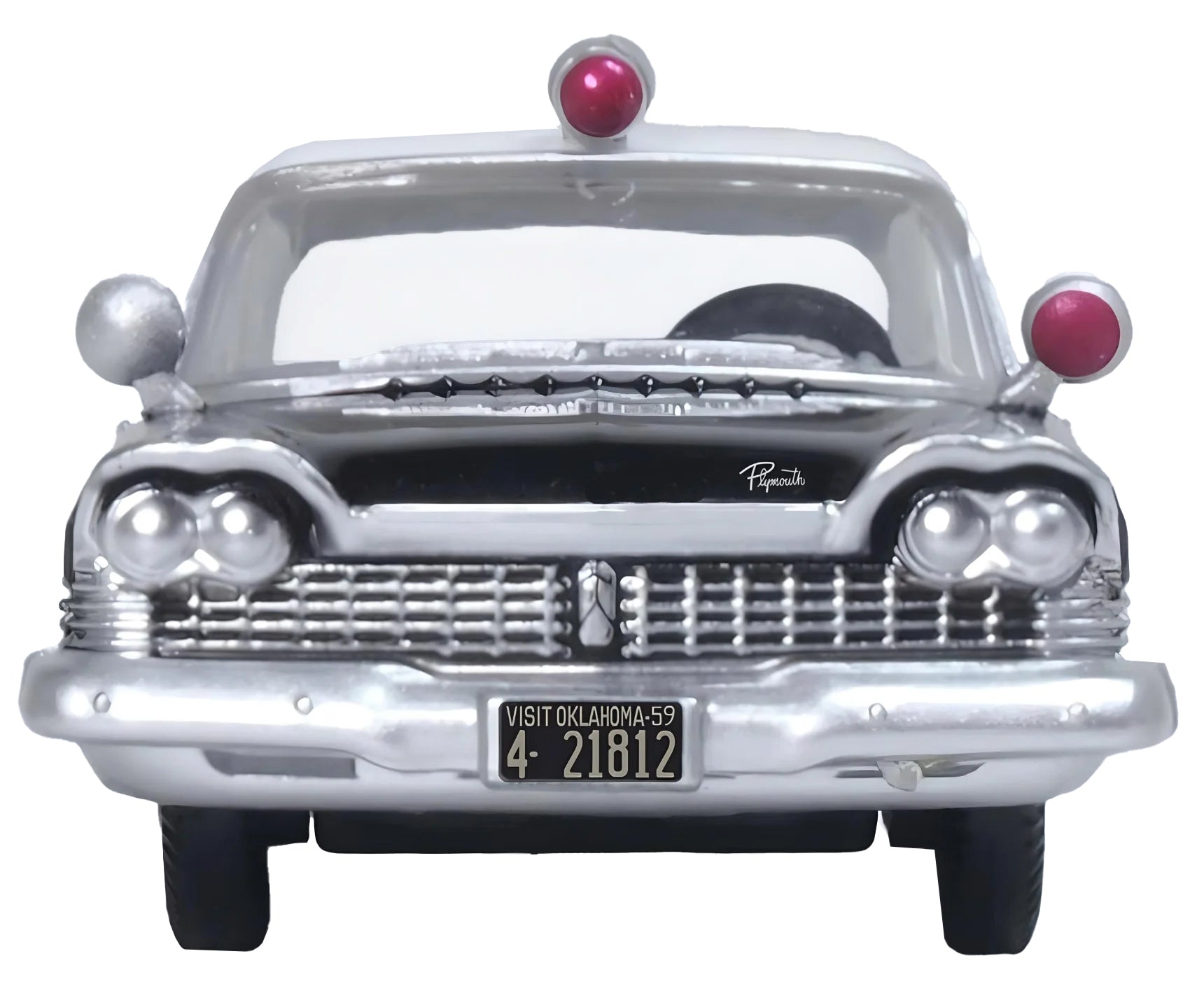 1959 Plymouth Savoy Black and White &quot;Oklahoma Highway Patrol&quot; 1/87 (HO) Scale Diecast Model Car by Oxford Diecast