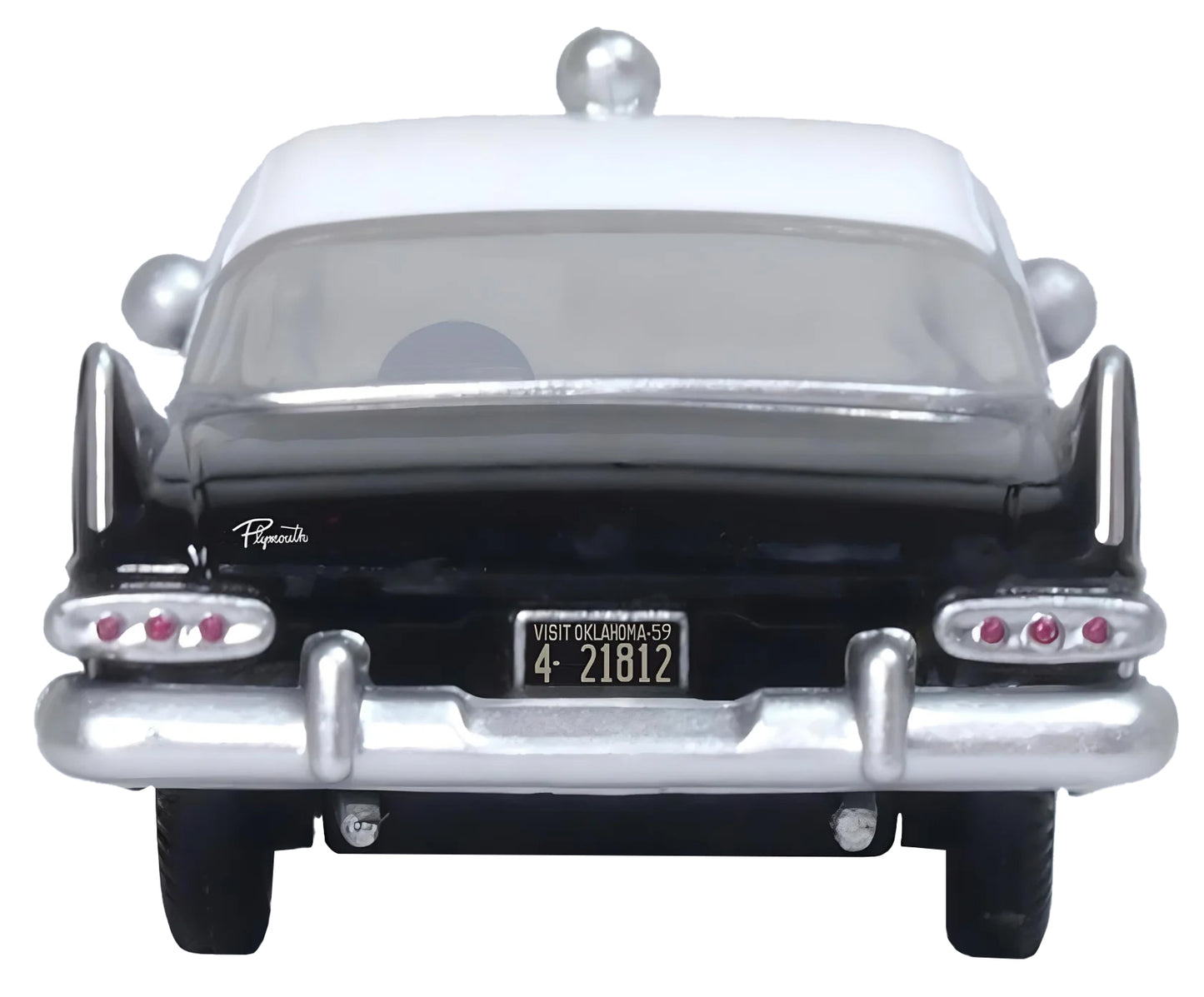 1959 Plymouth Savoy Black and White &quot;Oklahoma Highway Patrol&quot; 1/87 (HO) Scale Diecast Model Car by Oxford Diecast