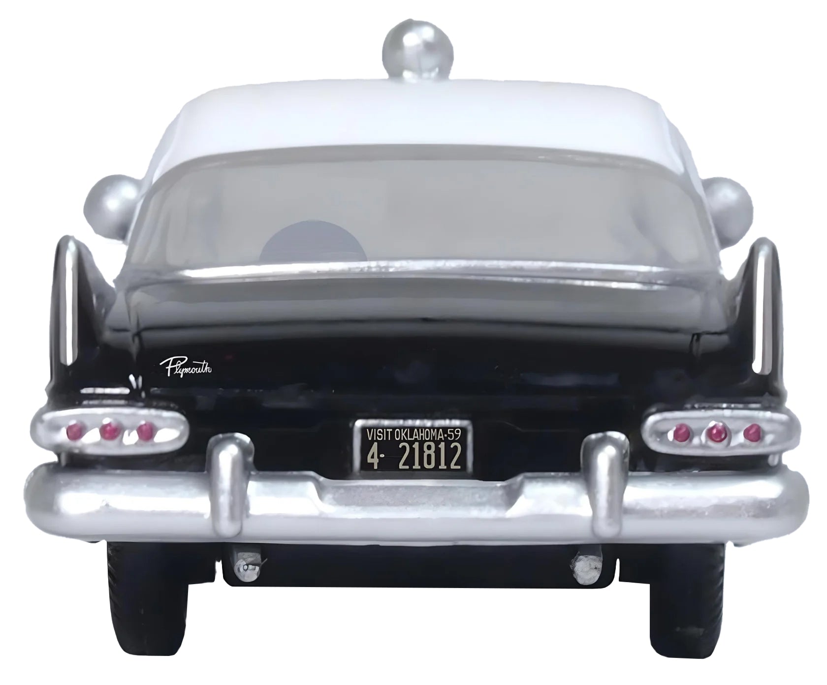 1959 Plymouth Savoy Black and White &quot;Oklahoma Highway Patrol&quot; 1/87 (HO) Scale Diecast Model Car by Oxford Diecast