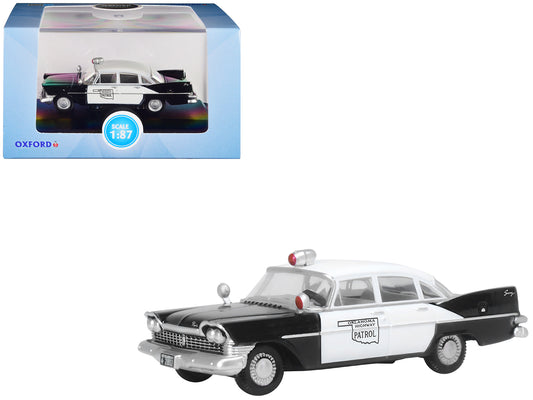 1959 Plymouth Savoy Black and White &quot;Oklahoma Highway Patrol&quot; 1/87 (HO) Scale Diecast Model Car by Oxford Diecast