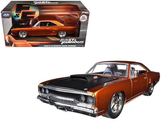 Dom's 1970 Plymouth Road Runner Copper with Black Hood &quot;Fast & Furious 7&quot; (2015) Movie 1/24 Diecast Model Car by Jada