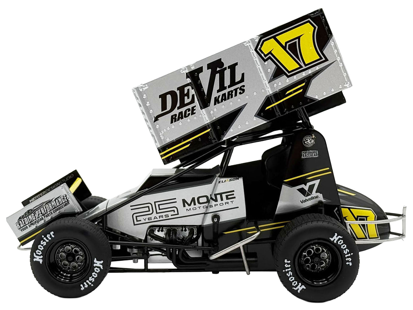Winged Sprint Car #17 Cory Eliason &quot;Devil Race Karts&quot; Monte Motorsports (2025) 1/18 Diecast Model Car by ACME
