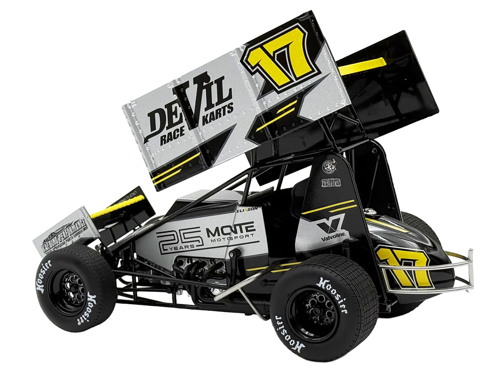 Winged Sprint Car #17 Cory Eliason &quot;Devil Race Karts&quot; Monte Motorsports (2025) 1/18 Diecast Model Car by ACME