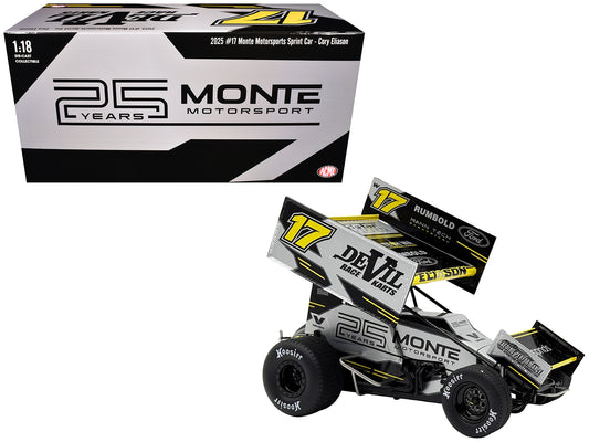 Winged Sprint Car #17 Cory Eliason &quot;Devil Race Karts&quot; Monte Motorsports (2025) 1/18 Diecast Model Car by ACME