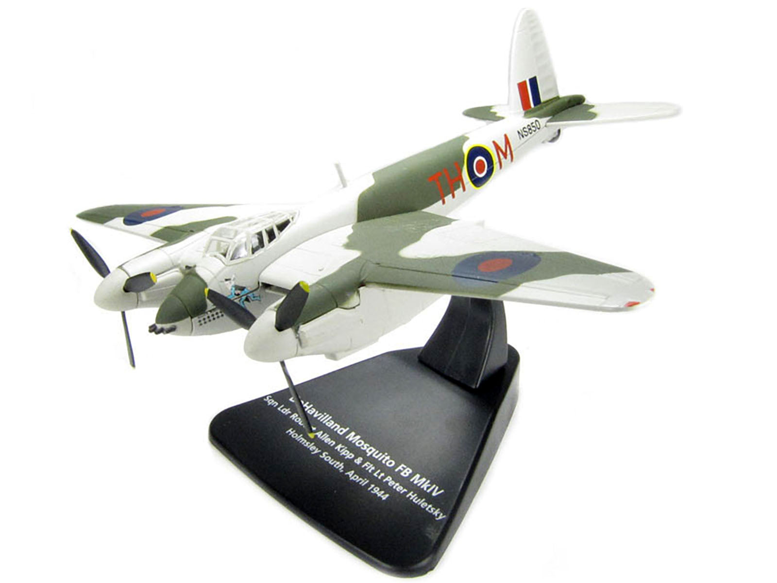 DeHavilland Mosquito FB MKVI Combat Aircraft &quot;Sqd. Ldr. Robert Allen Kip and Flt. Lt. Peter Huletsky Holmsley South&quot; (1944) Royal Air Force &quot;Oxford Aviation&quot; Series 1/72 Diecast Model Airplane by Oxford Diecast