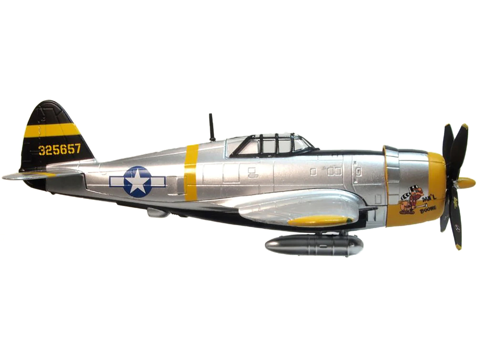 Republic P-47D Thunderbolt Fighter Plane USAAF &quot;Captain Daniel Boone 333rd Fighter Squadron 318th Fighter Group&quot; &quot;Oxford Aviation&quot; Series 1/72 Diecast Model Airplane by Oxford Diecast