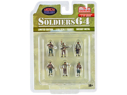 &quot;Soldiers 64&quot; 6 piece Diecast Set Military Figures Limited Edition to 4800 pieces Worldwide for 1/64 Scale Models by American Diorama