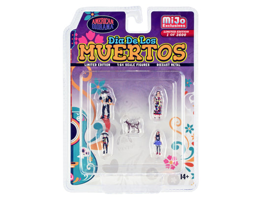 &quot;Dia de los Muertos&quot; 5 piece Diecast Set (2 Adults 2 Children 1 Dog Figures) Limited Edition to 3600 pieces Worldwide for 1/64 Scale Models by American Diorama