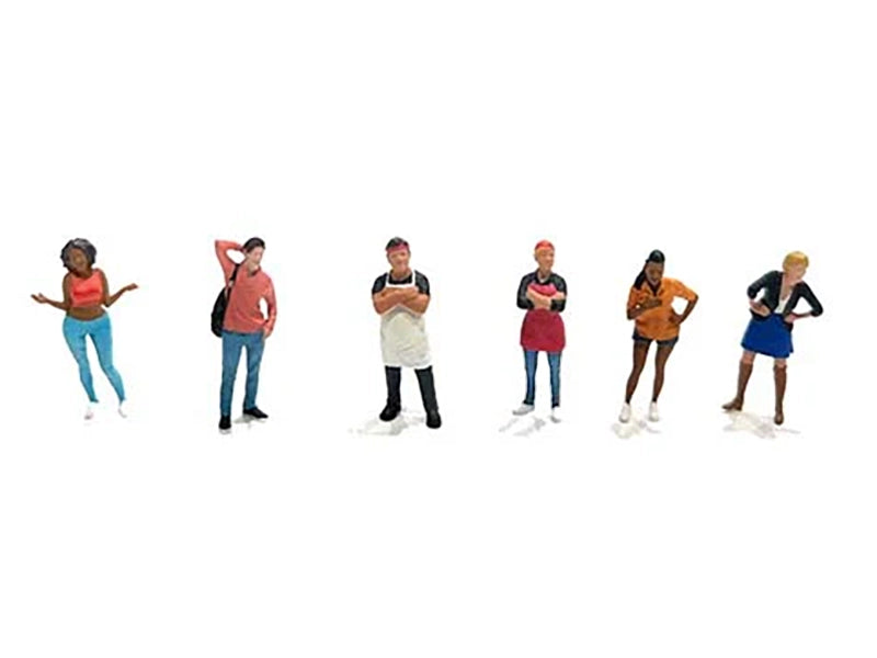 &quot;Foodies&quot; 6 piece Diecast Figure Set (6 Figures) Limited Edition for 1/64 Scale Models by American Diorama