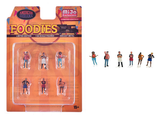 &quot;Foodies&quot; 6 piece Diecast Figure Set (6 Figures) Limited Edition for 1/64 Scale Models by American Diorama