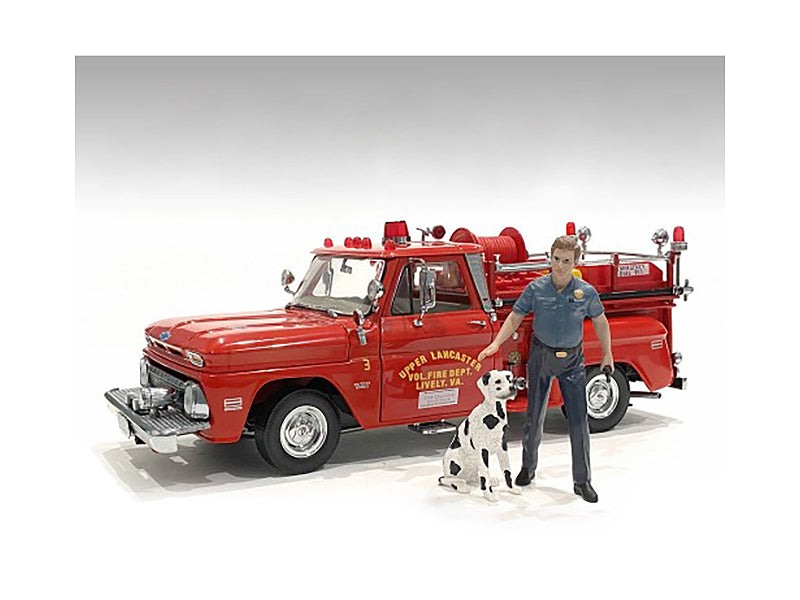 &quot;Firefighters&quot; 6 piece Figure Set (4 Males 1 Dog 1 Accessory) for 1/18 Scale Models by American Diorama