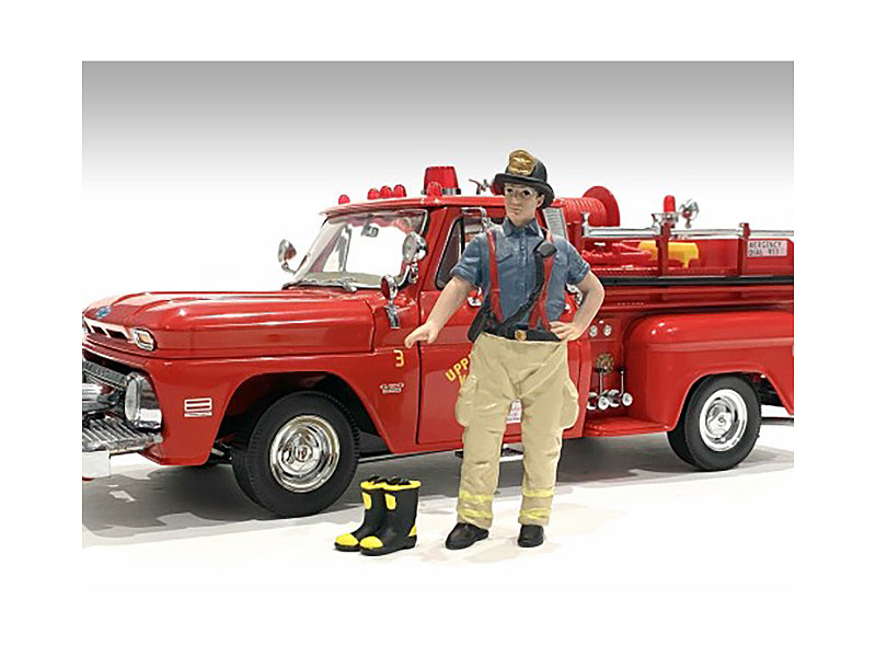 &quot;Firefighters&quot; Getting Ready Figure with Boots Accessory for 1/18 Scale Models by American Diorama