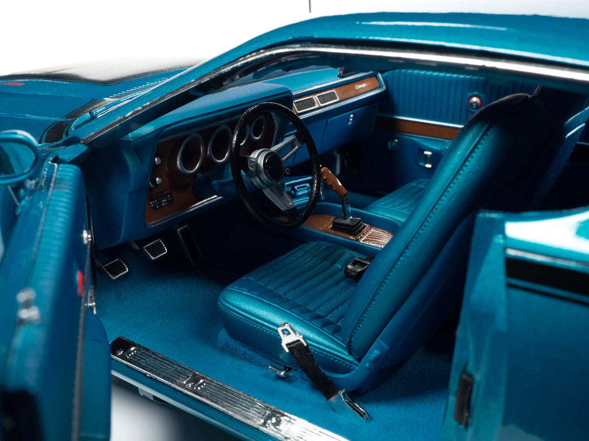 1971 Dodge Charger R/T 426 Hemi Blue Metallic with Black Stripes &quot;Class of 1971&quot; 1/18 Diecast Model Car by Auto World