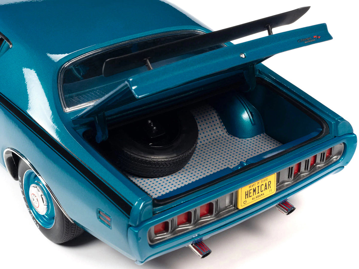 1971 Dodge Charger R/T 426 Hemi Blue Metallic with Black Stripes &quot;Class of 1971&quot; 1/18 Diecast Model Car by Auto World
