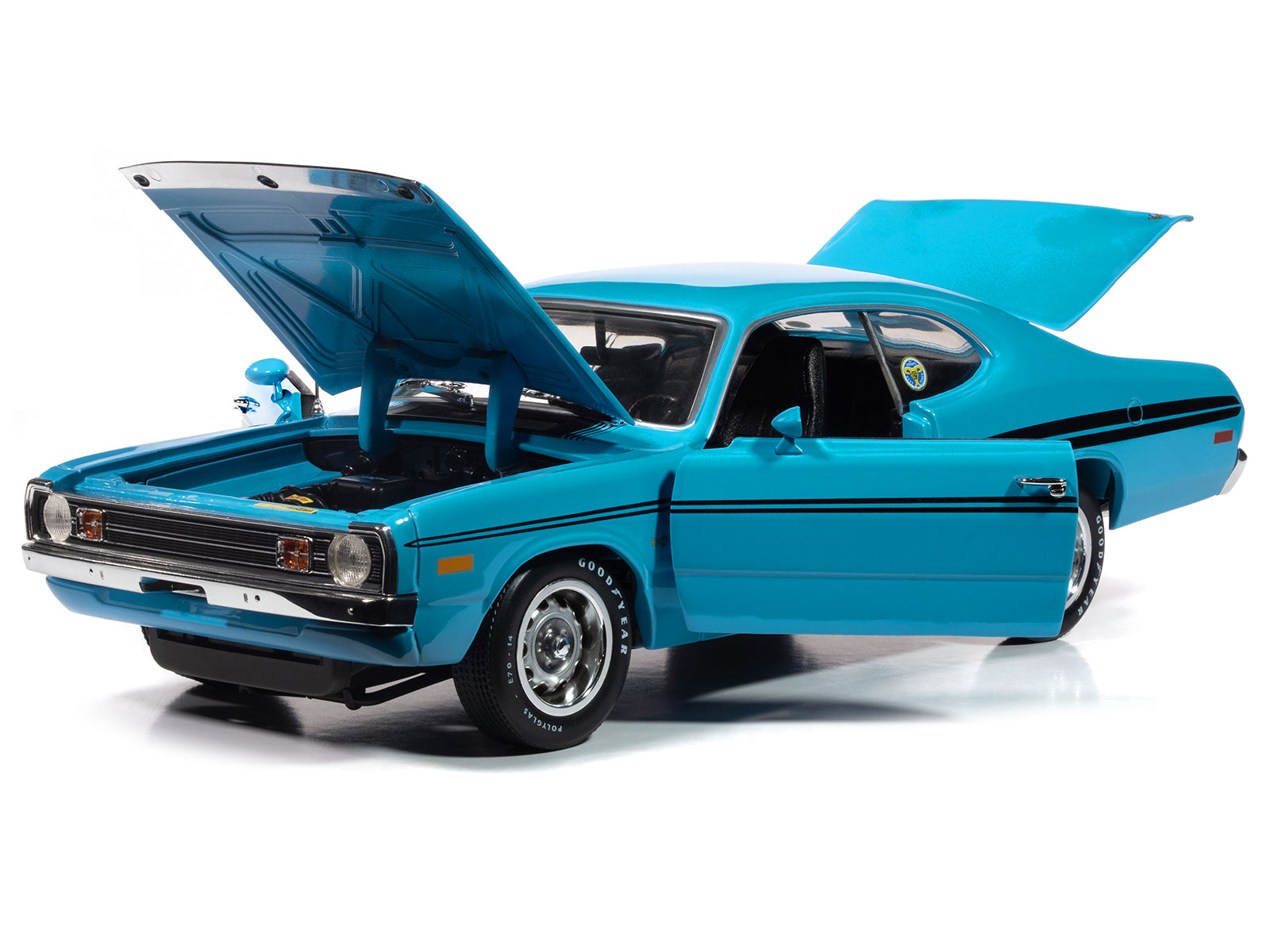 1972 Dodge Demon GSS &quot;Mecum Auctions&quot; Petty Blue with Black Stripes &quot;American Muscle&quot; Series 1/18 Diecast Model Car by Auto World