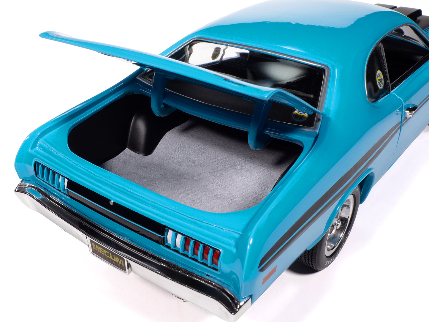1972 Dodge Demon GSS &quot;Mecum Auctions&quot; Petty Blue with Black Stripes &quot;American Muscle&quot; Series 1/18 Diecast Model Car by Auto World