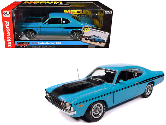 1972 Dodge Demon GSS &quot;Mecum Auctions&quot; Petty Blue with Black Stripes &quot;American Muscle&quot; Series 1/18 Diecast Model Car by Auto World