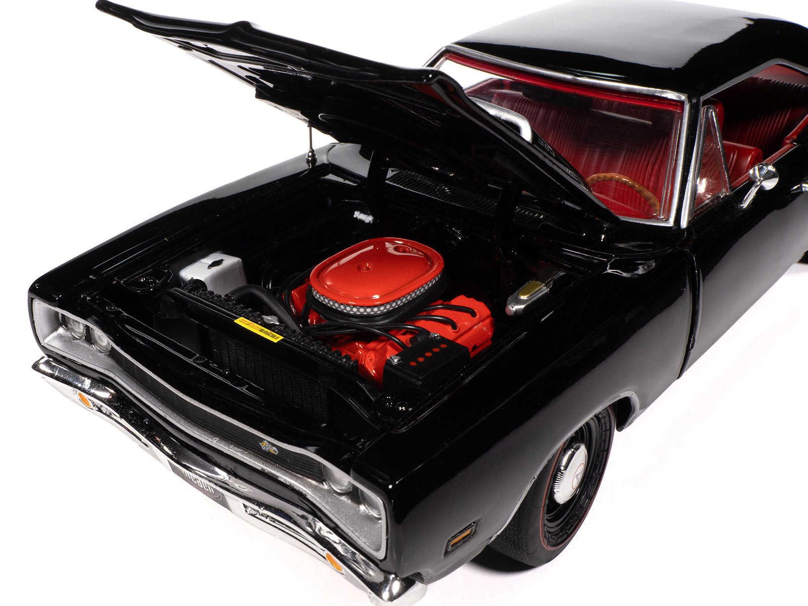 1969 Dodge Coronet Super Bee &quot;Muscle Car & Corvette Nationals&quot; (MCACN) Black with Red Interior &quot;American Muscle&quot; Series 1/18 Diecast Model Car by Auto World