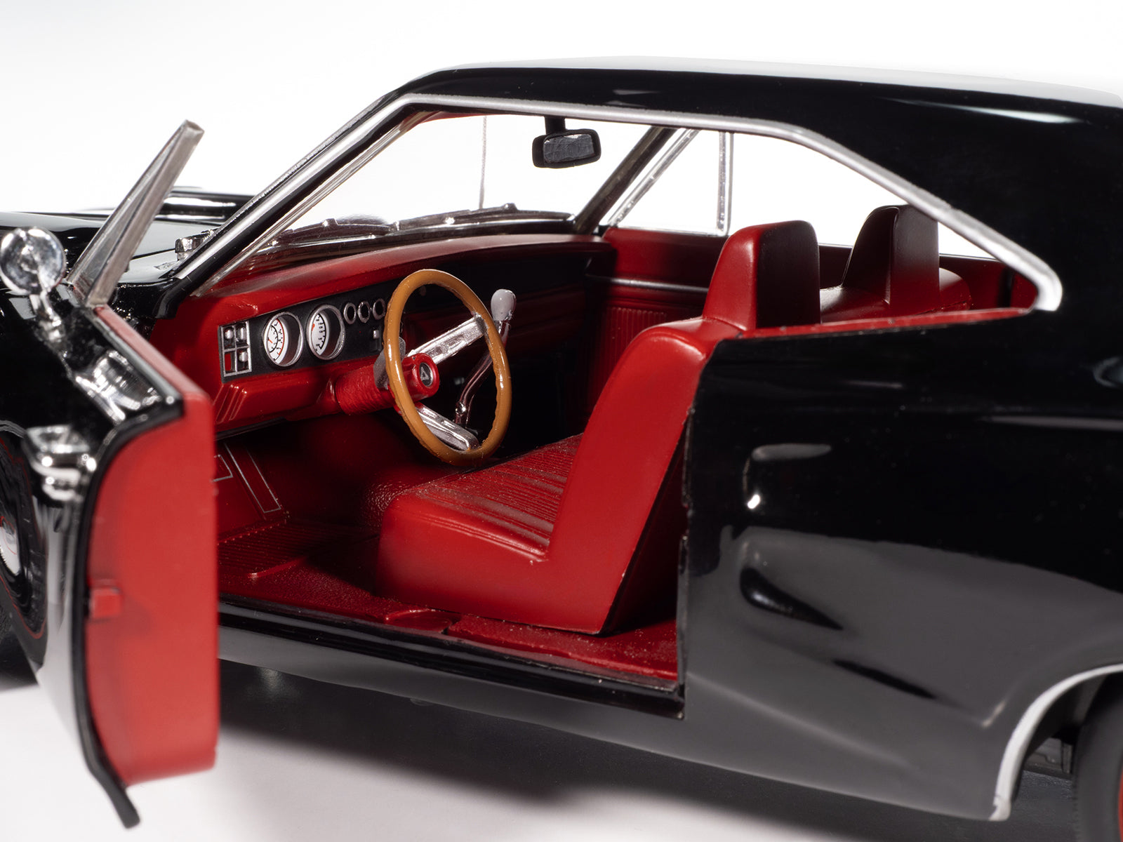 1969 Dodge Coronet Super Bee &quot;Muscle Car & Corvette Nationals&quot; (MCACN) Black with Red Interior &quot;American Muscle&quot; Series 1/18 Diecast Model Car by Auto World