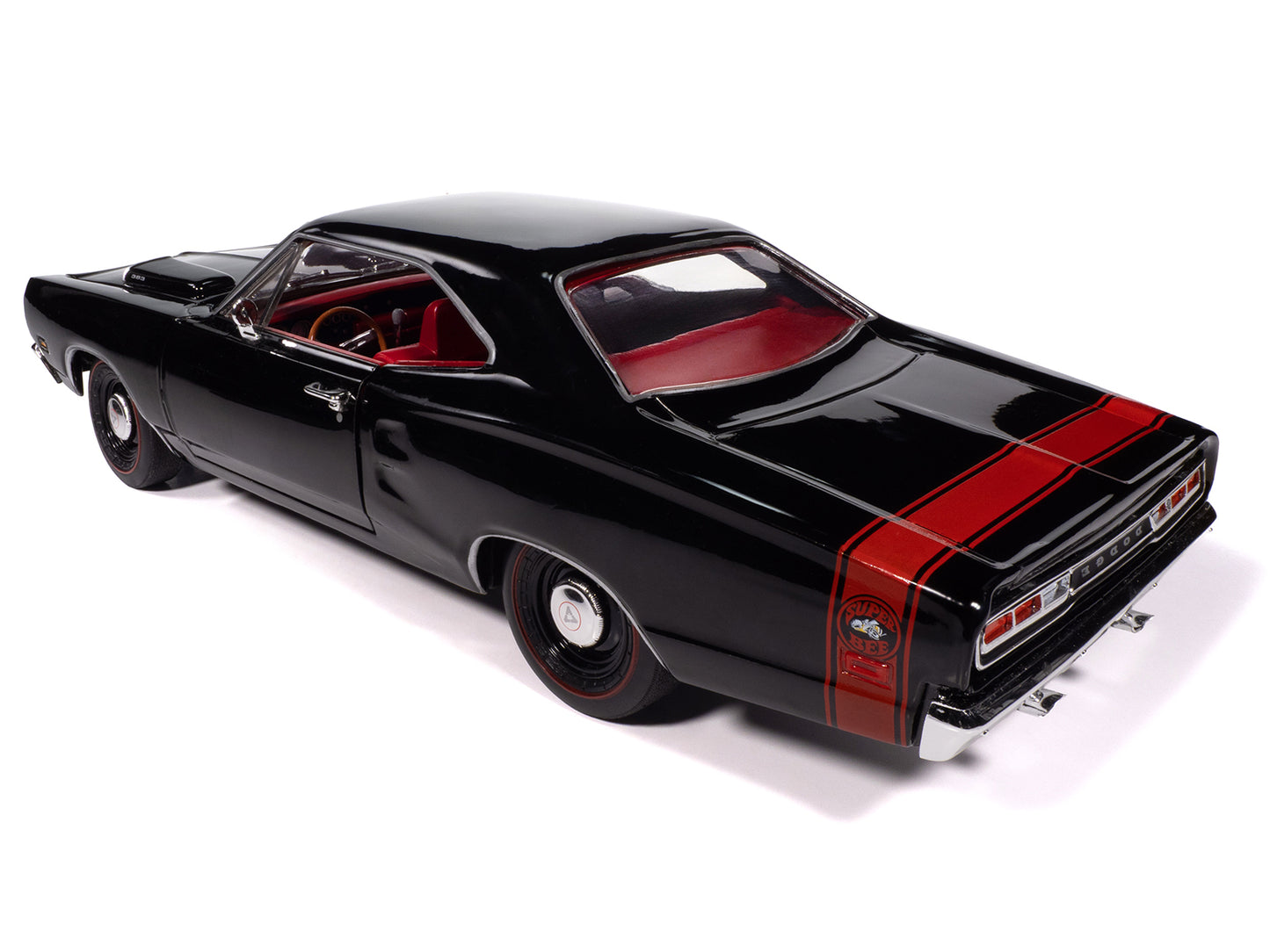 1969 Dodge Coronet Super Bee &quot;Muscle Car & Corvette Nationals&quot; (MCACN) Black with Red Interior &quot;American Muscle&quot; Series 1/18 Diecast Model Car by Auto World